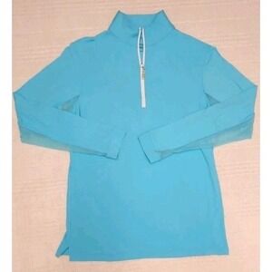 The Tailored Sportsman 1/4 Zip Top Shirt Women's Medium Teal vented sleeves